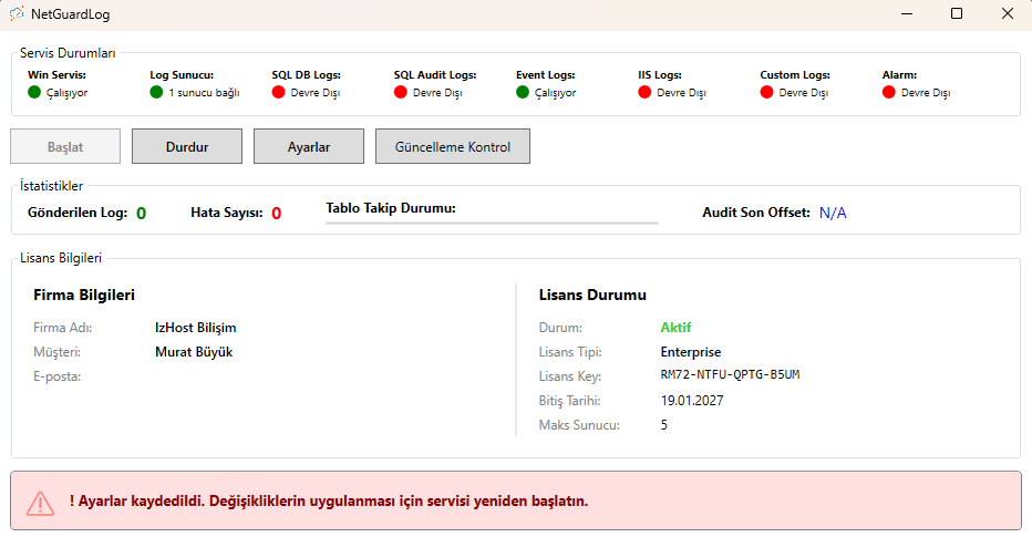 NetGuardLog Main Dashboard